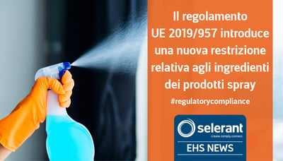 Il regolamento UE 2019/957 introduce una nuova restrizione relativa agli ingredienti dei prodotti spray