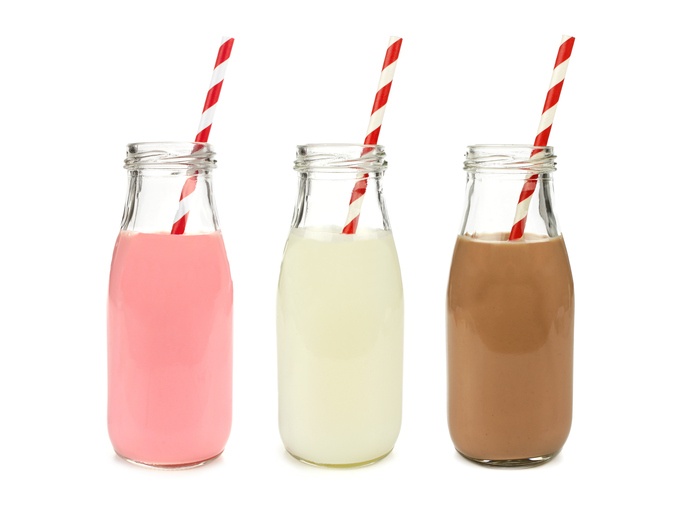 Milk bottles with straws