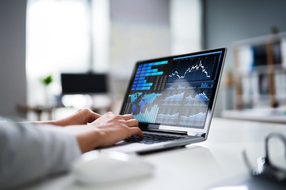 Image 2 - Person using a laptop that has graphics and data modeling on the display-1